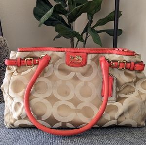 Coral Satin Coach purse